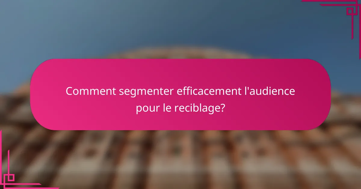 Comment segmenter efficacement l'audience pour le reciblage?