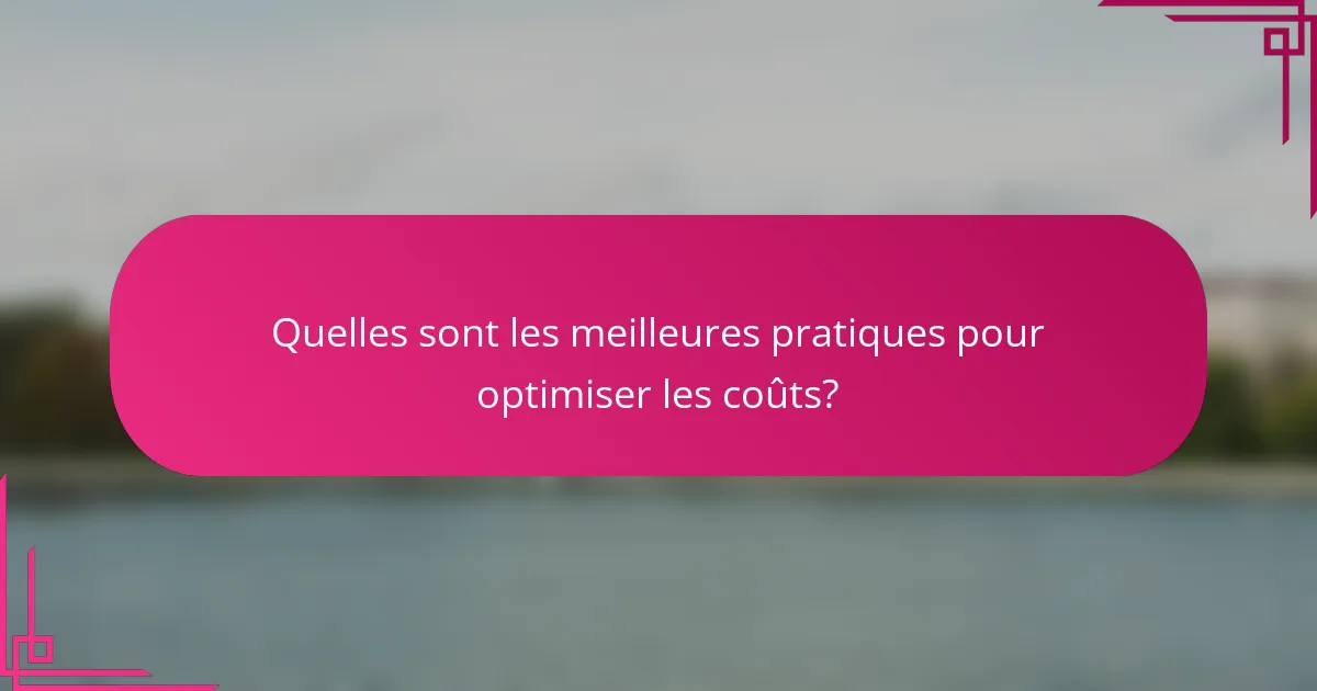 Quelles sont les meilleures pratiques pour optimiser les coûts?