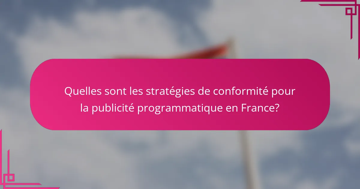 Quelles sont les stratégies de conformité pour la publicité programmatique en France?