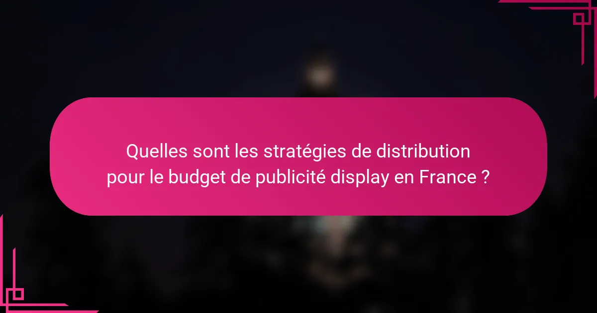 Quelles sont les stratégies de distribution pour le budget de publicité display en France ?
