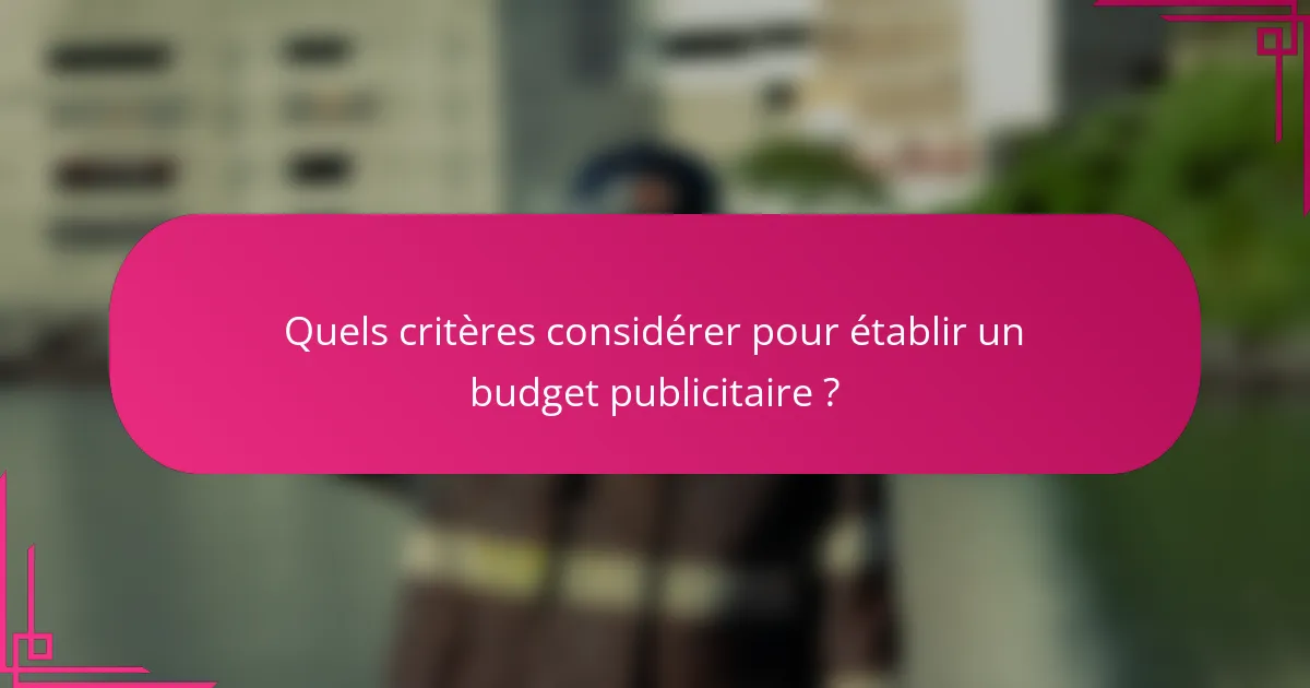 Quels critères considérer pour établir un budget publicitaire ?