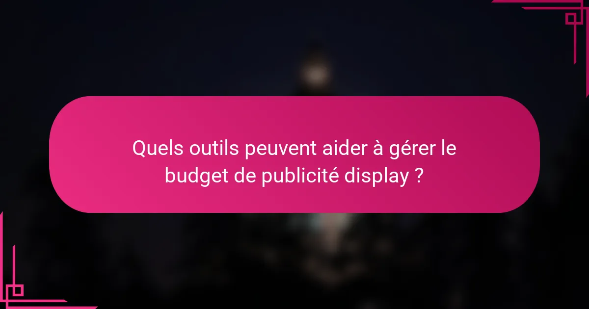 Quels outils peuvent aider à gérer le budget de publicité display ?