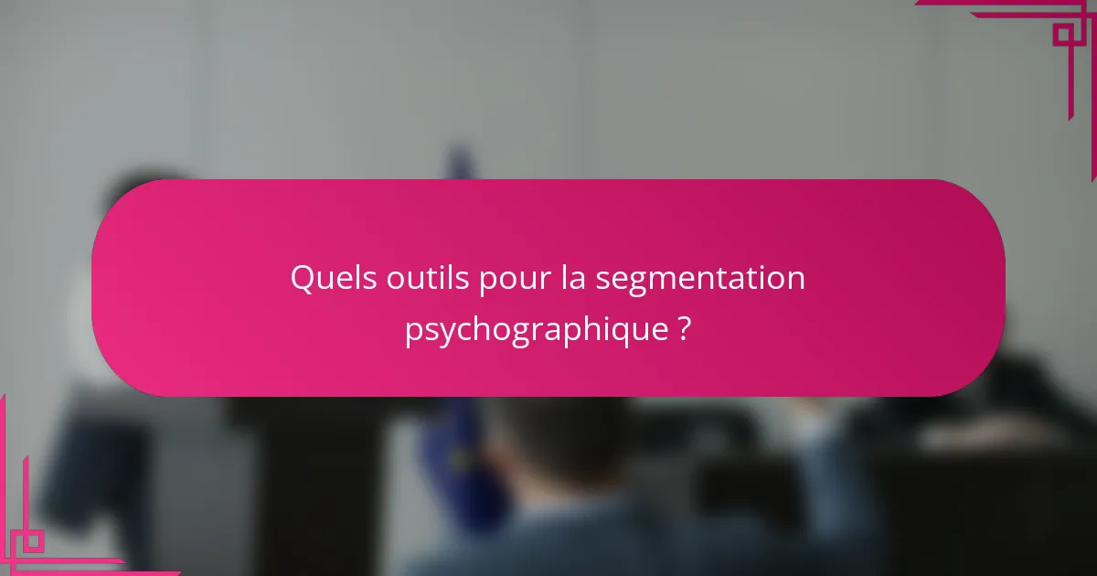 Quels outils pour la segmentation psychographique ?