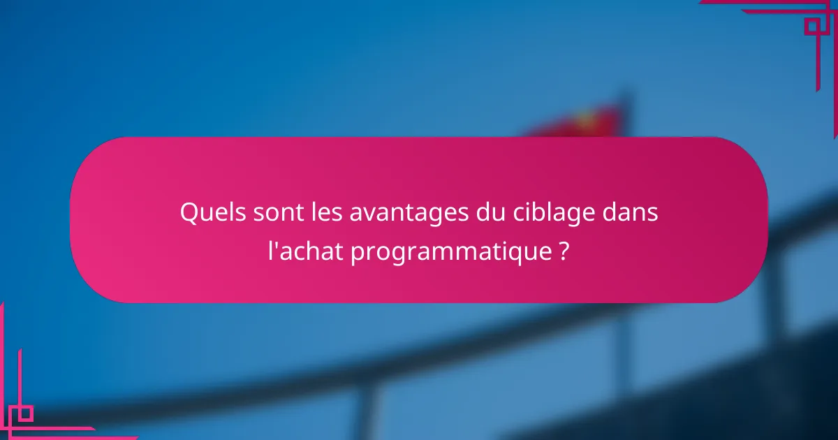 Quels sont les avantages du ciblage dans l'achat programmatique ?
