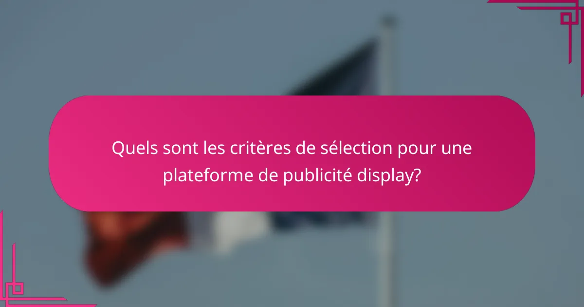 Quels sont les critères de sélection pour une plateforme de publicité display?
