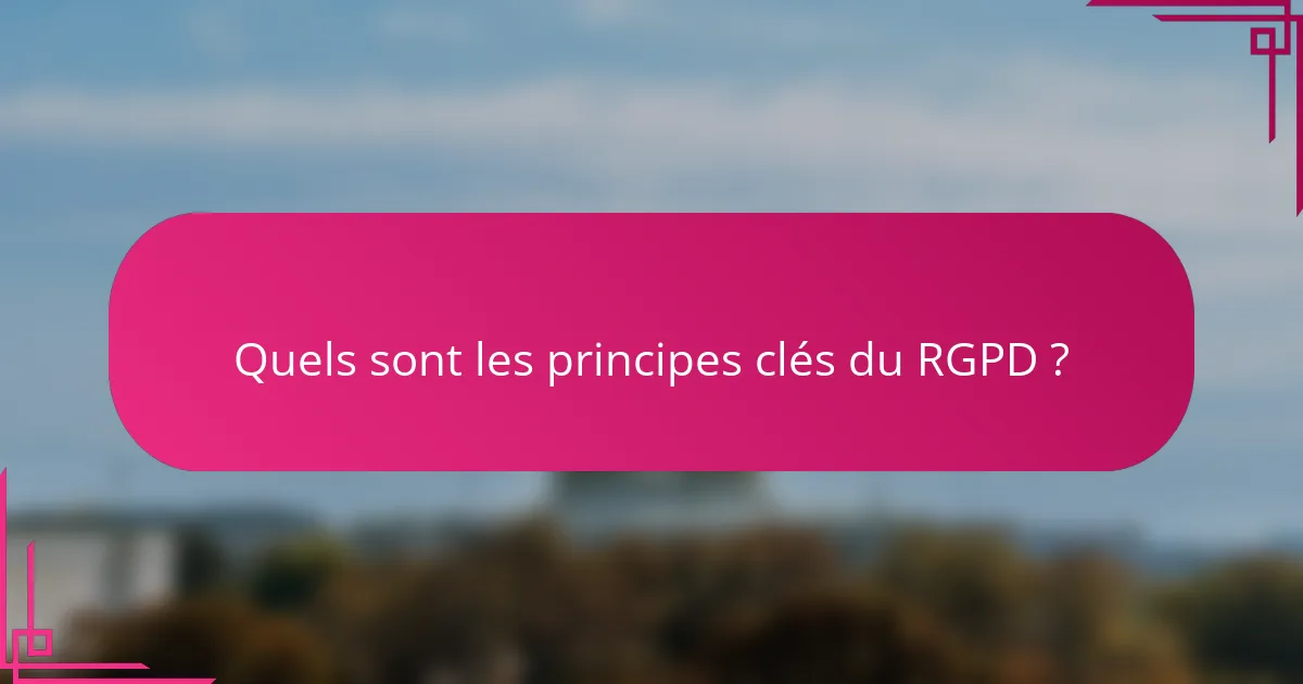 Quels sont les principes clés du RGPD ?